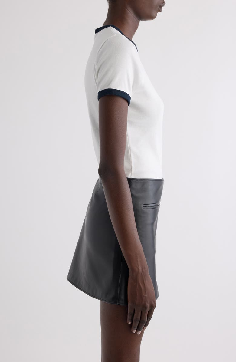 Courrèges Contrast Trim Logo T-Shirt, Alternate, color, Blanc Heritage/Navy