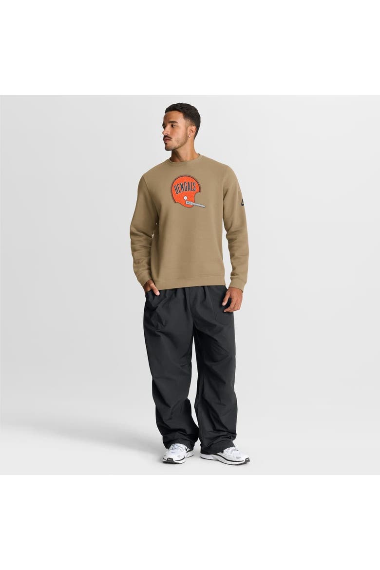 Men's Nike Tan Cincinnati Bengals Swing Pass Rewind Club Pullover Sweatshirt, Alternate, color, Tan