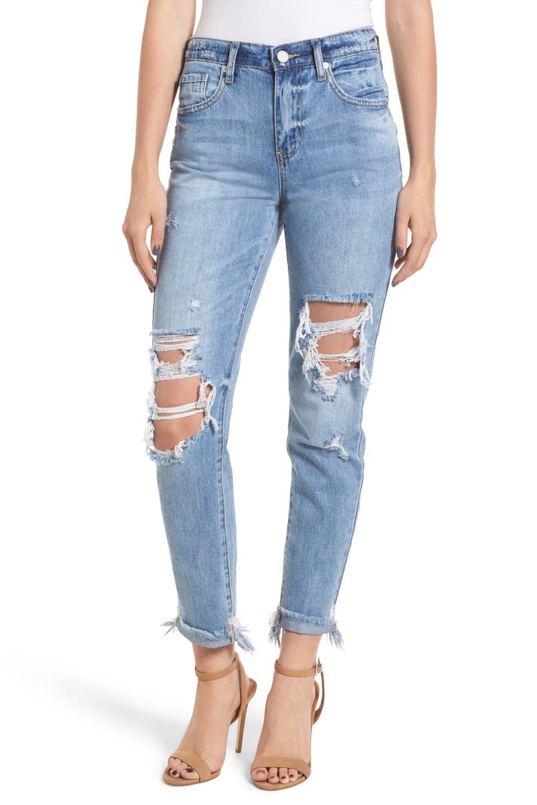 The Rivington Ripped Straight Leg Jeans, Main, color, JACKPOT LIGHT WASH