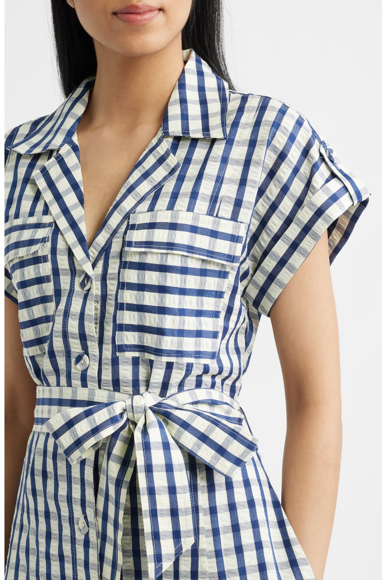 Portia Stripe Maxi Shirtdress, Alternate, color, BLUE CHECK