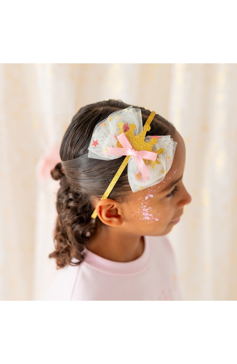 Sweet Wink Princess Crown Tulle Bow Headband, Alternate, color, Multicolor