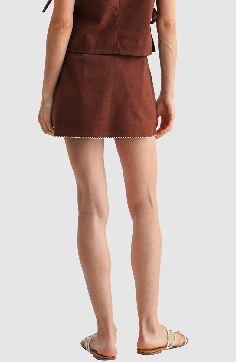 All in Favor Cotton & Linen Mini Skort, Alternate, color, Chocolate Oatmeal
