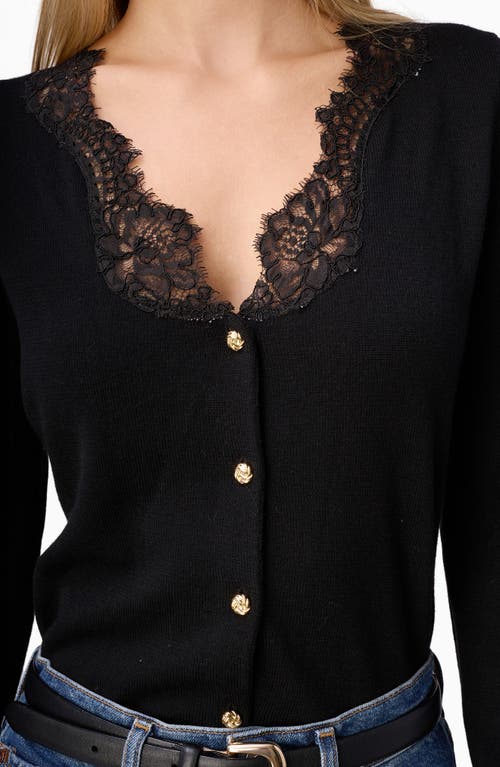 Cami Nyc Eirene Lace Trim Cardigan In Black