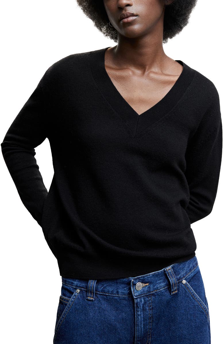 MANGO V-Neck Wool Sweater, Main, color,