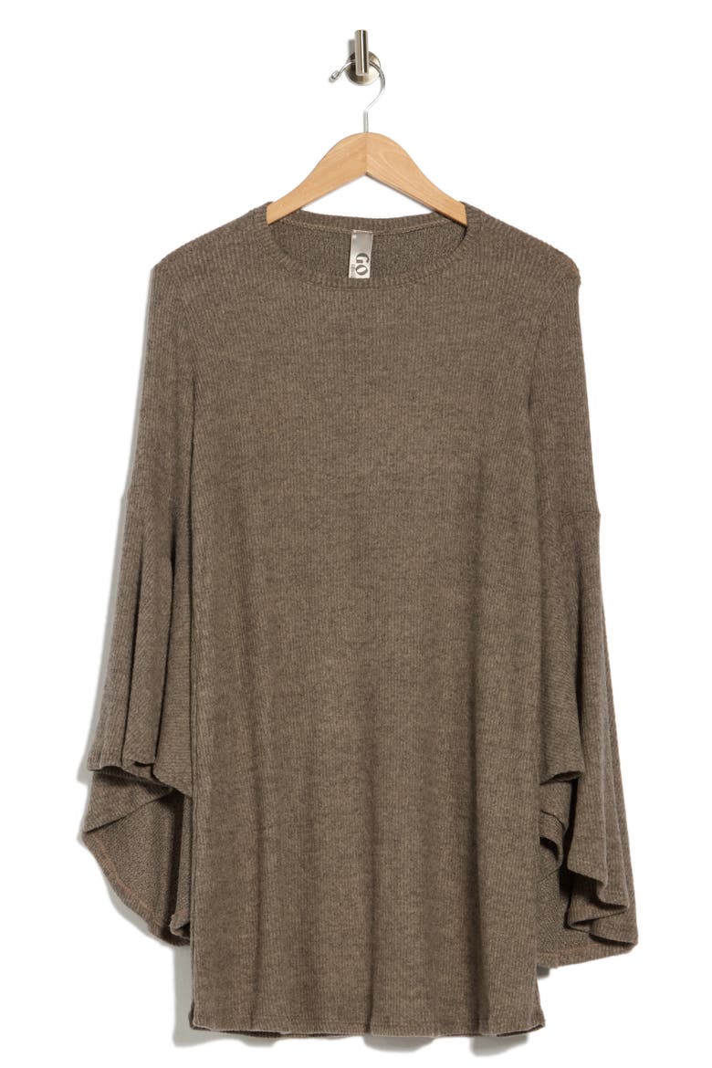 Flare Sleeve Minidress, Alternate, color, HEATHER BROWN