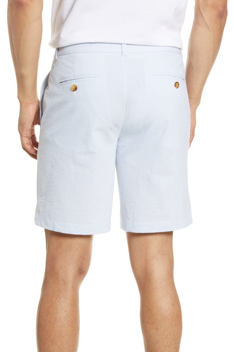 Flat Front Seersucker Shorts, Alternate, color, JAKE BLUE