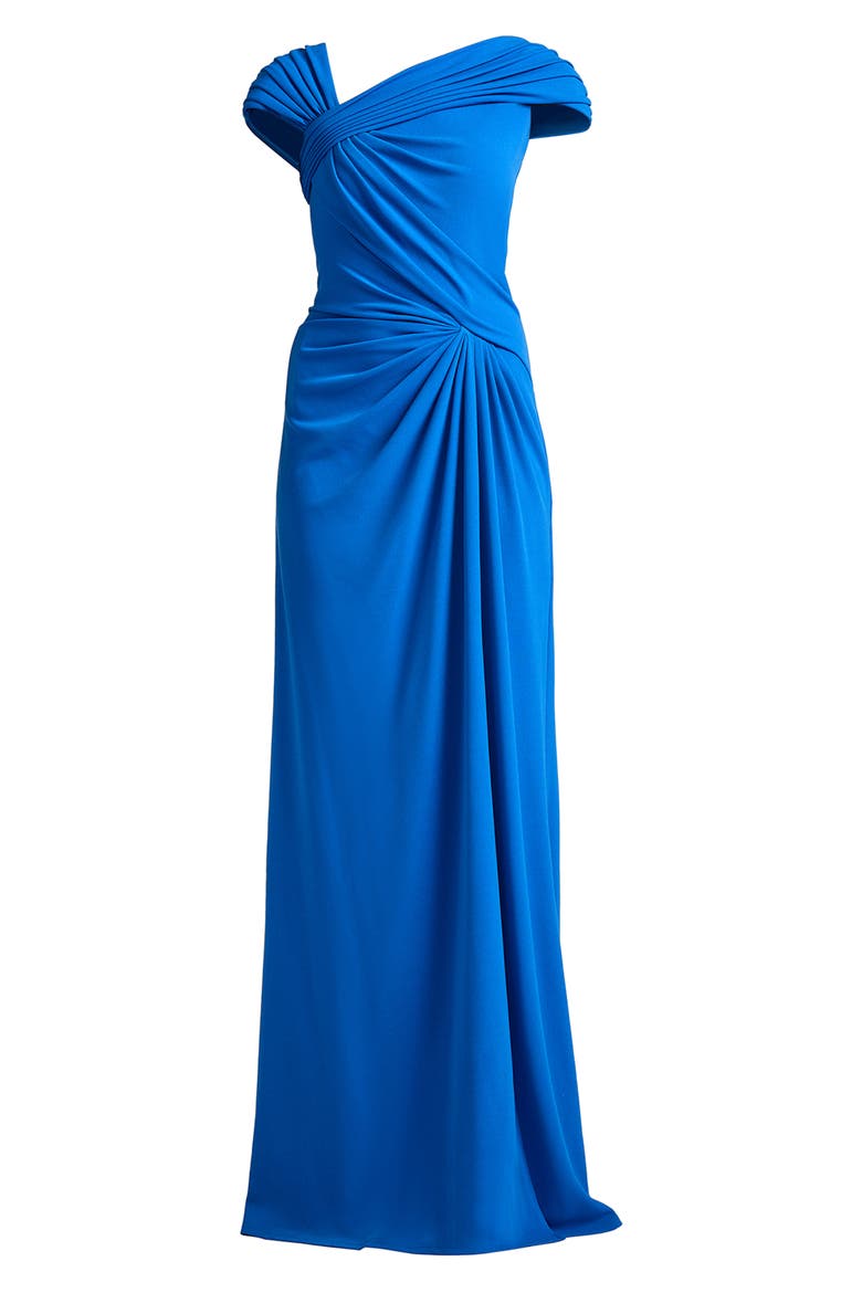 Asymmetric Neck Ruched Gown, Alternate, color, COOL BREEZE