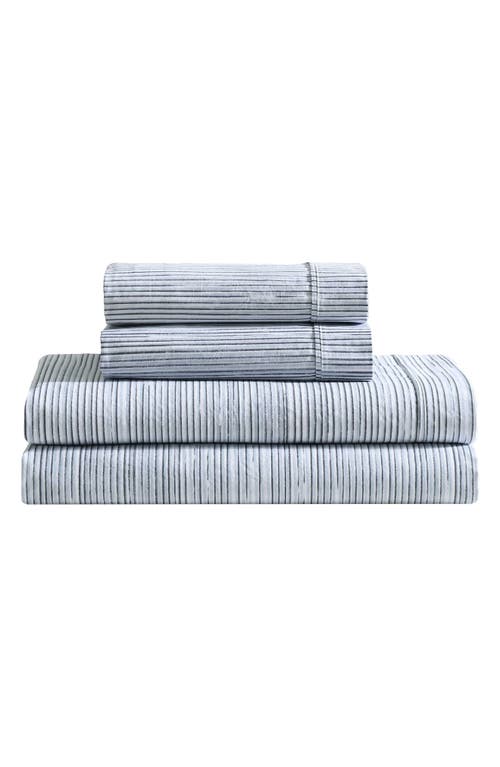Calvin Klein Wavy Stripe Washed Percale Sheet Set In Blue