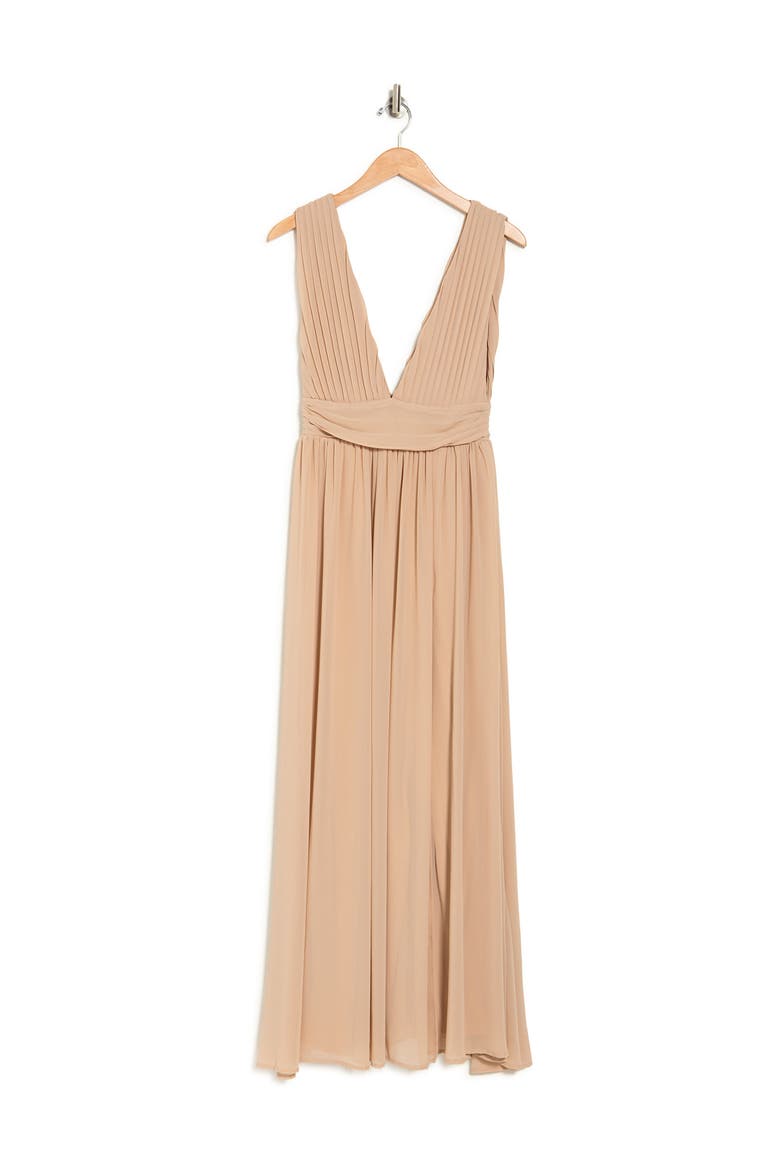 Athen Plunging V-Neck Maxi Dress, Alternate, color, NUDE