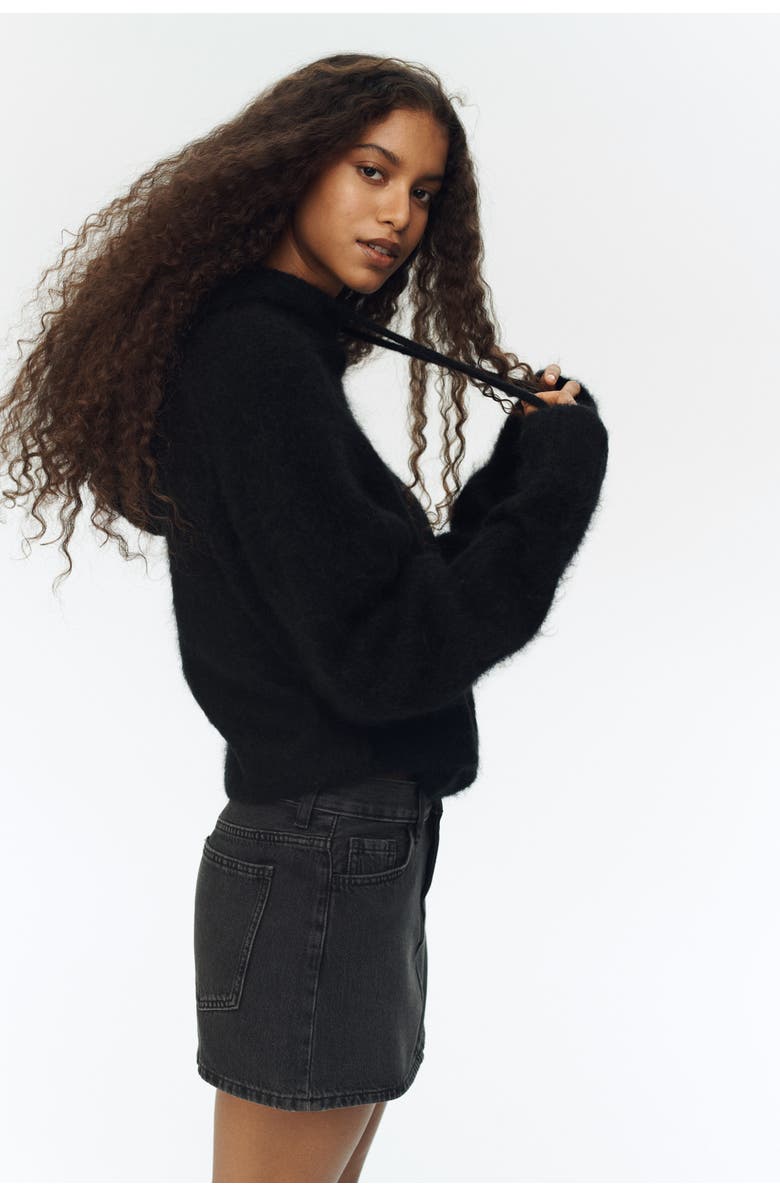 H&M Short Denim Skirt, Alternate, color, Washed Black