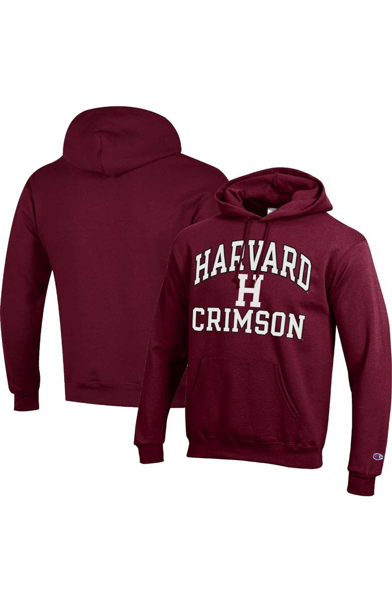 Champion Men's Champion Crimson Harvard Crimson High Motor Pullover Hoodie, Alternate, color,