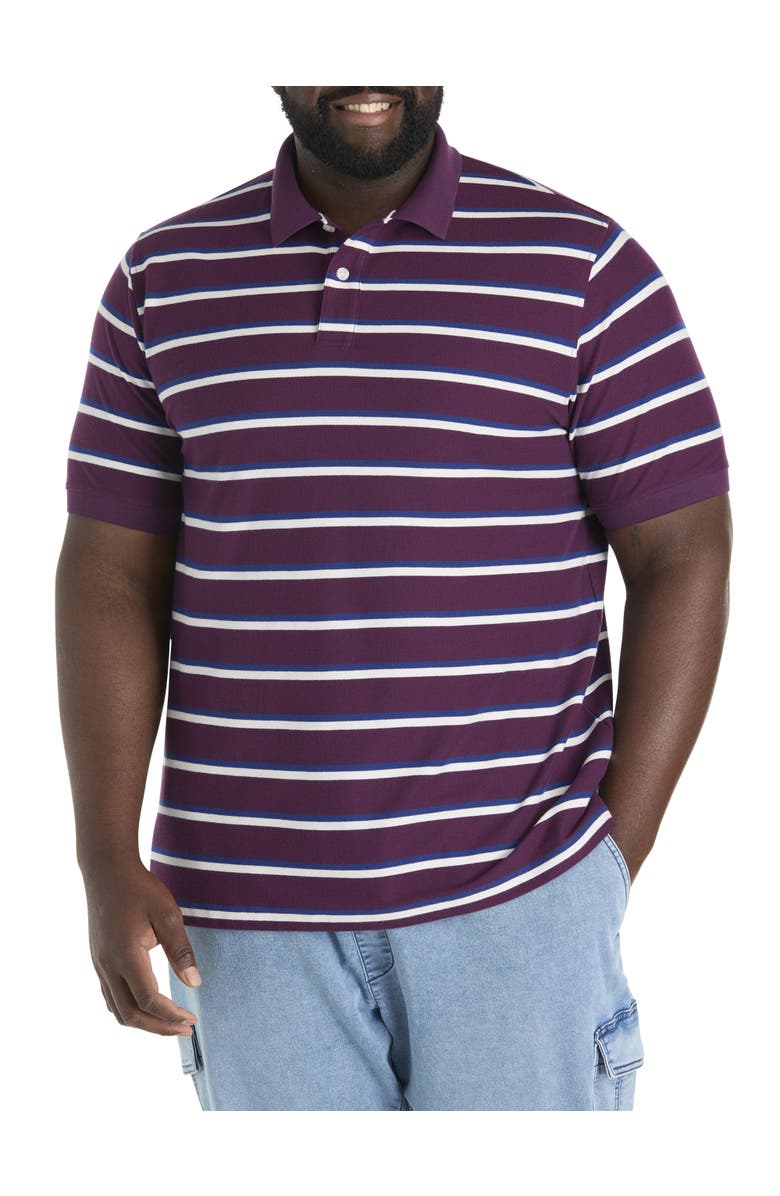 Harbor Bay by DXL Big & Tall Medium Stripe Polo Shirt, Main, color, Potent Purple