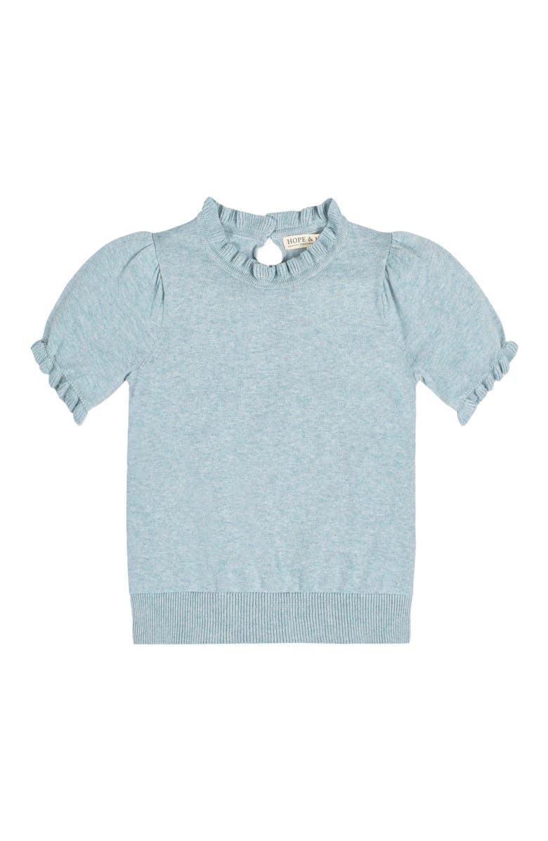 Hope & Henry Girls' Organic Puff Sleeve Sweater, Kids, Main, color, Dusty Blue Heather