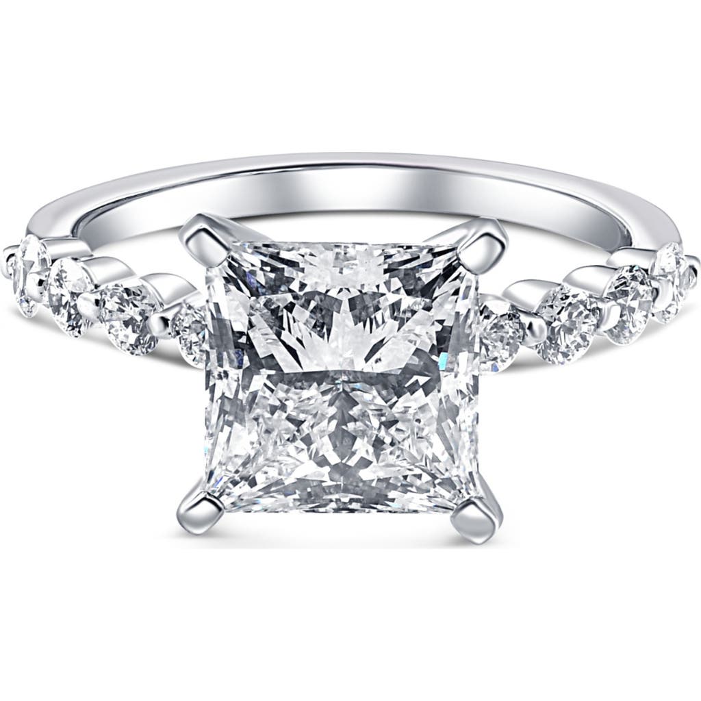 Bliss Diamond Certified 3.44ct Princess Cut Diamond Engagement Ring 14k Gold Lab Grown In 14k White Gold