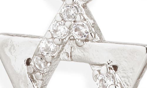 Leith Star Of David Cubic Zirconia Drop Huggie Hoop Earrings In Silver