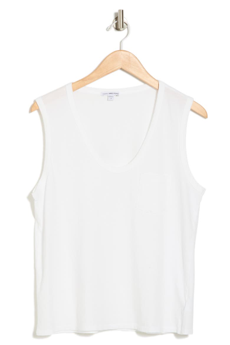 V-Neck Cotton Tank, Alternate, color, WHITE