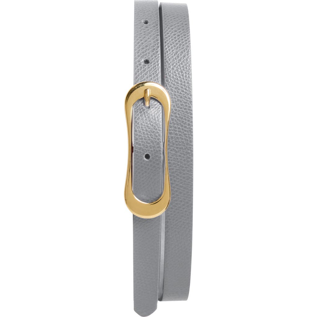 Bruno Magli Carla Slim Pebbled Leather Belt In Gray