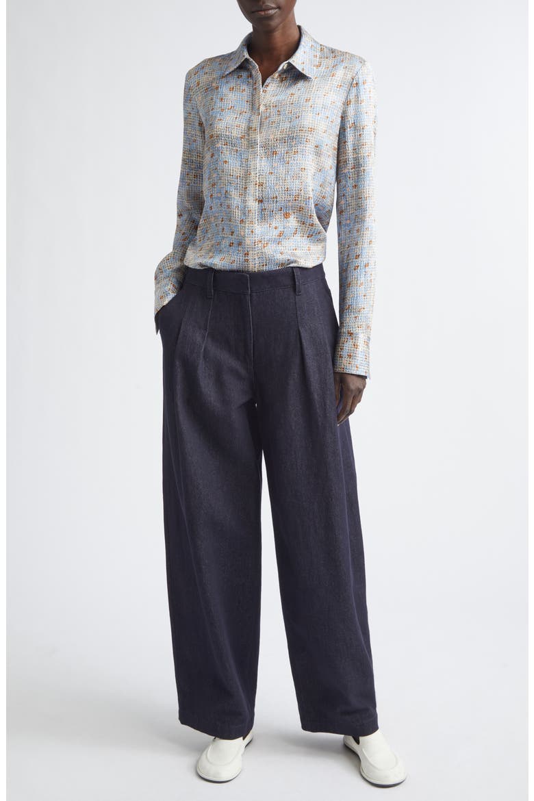 Scottie Stretch Silk Button-Up Shirt, Alternate, color, BLUE OASIS MULTI