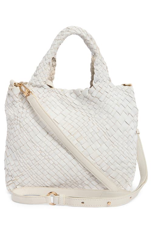 Sam Edelman Small Priya Woven Leather Tote In White