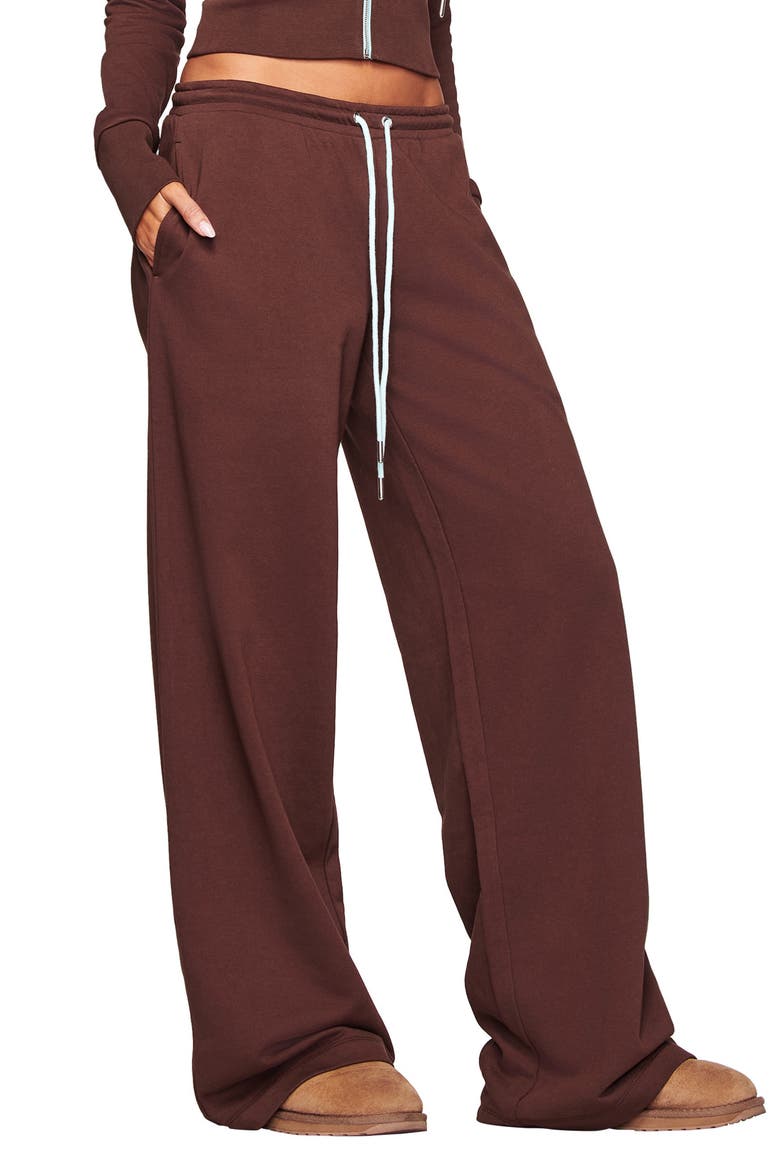 Low Rise Wide Leg Sweatpants, Alternate, color, BROWN