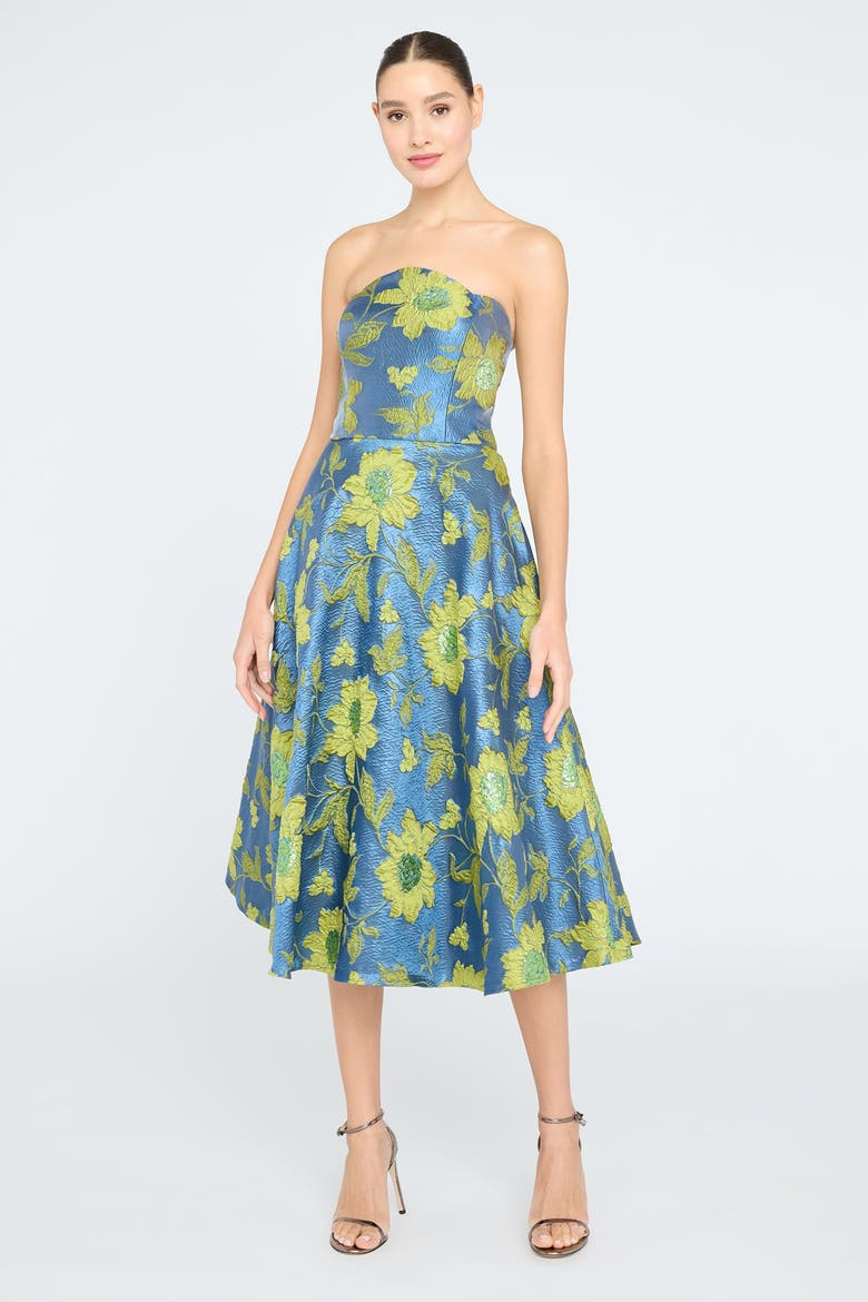 Dara Scallop Strapless Dress, Main, color, Blue Ashes/Citronelle
