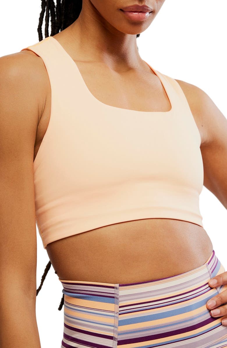 Free People FP Movement Win Win Racerback Bra, Main, color, Neon Clementine