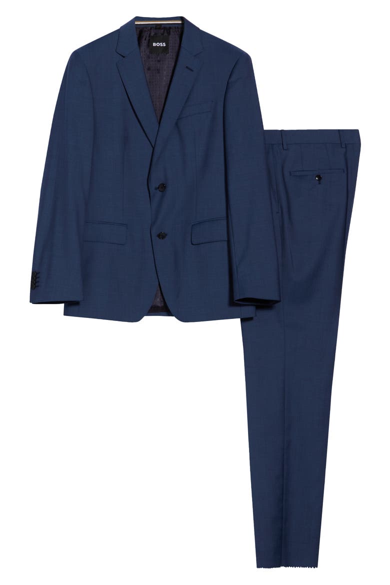 Melange Virgin Wool Suit, Alternate, color, OPEN BLUE