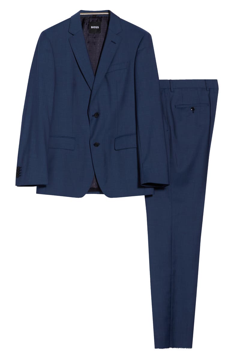 BOSS Melange Virgin Wool Suit, Main, color, Open Blue