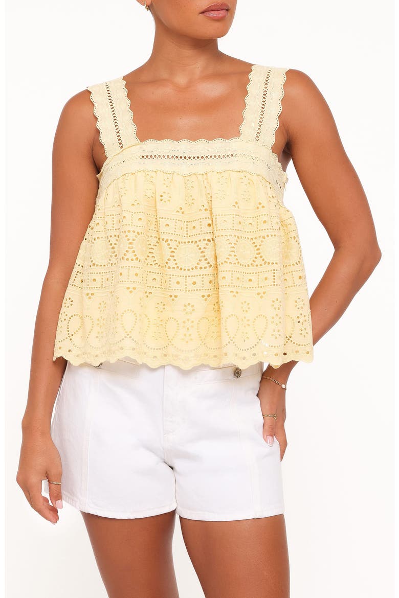 Aideen Sleeveless Eyelet Top, Main, color, PALE YELLOW