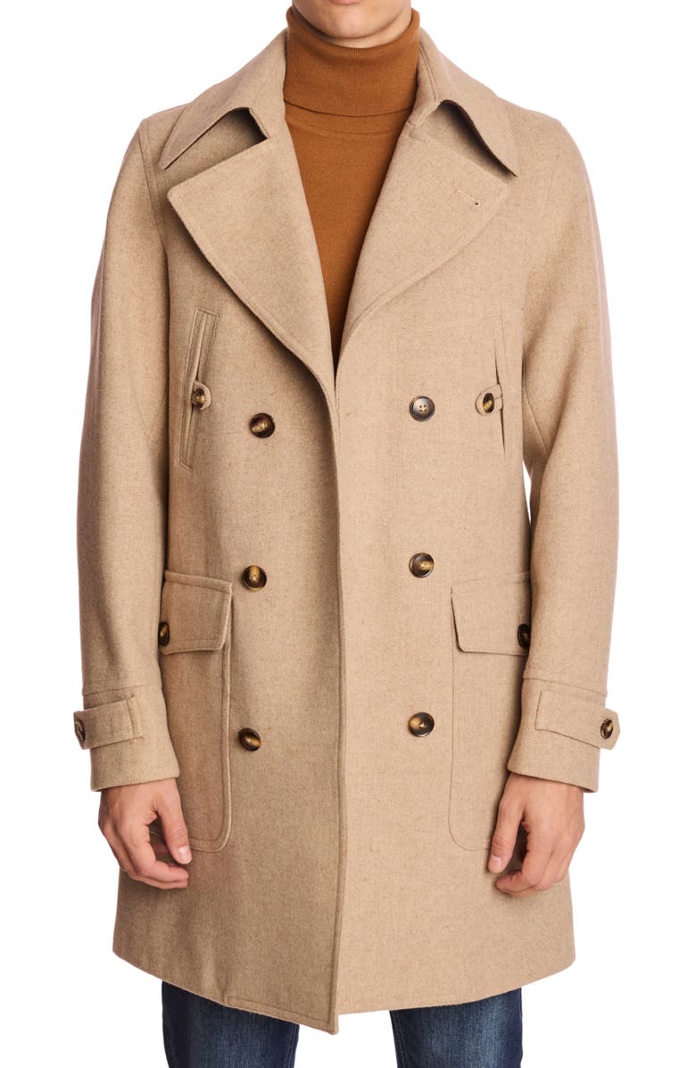 PAISLEY & GRAY Military Double Breasted Overcoat, Alternate, color, Light Tan