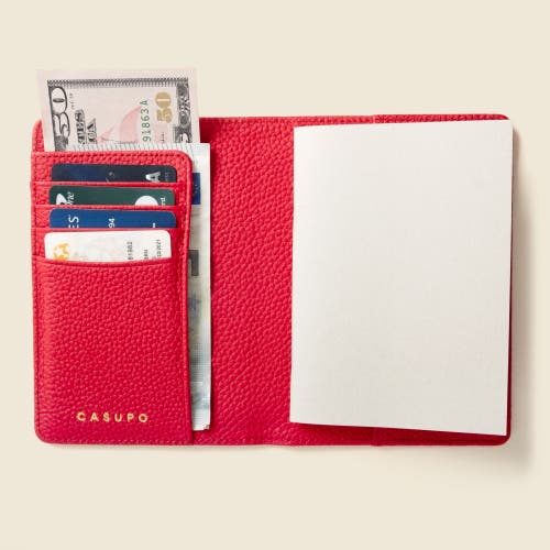 Casupo Leather Passport Wallet With Rfid Protection In Red