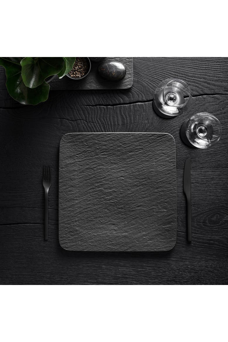 Manufacture Rock Square Serving/Gourmet Plate, Alternate, color, black