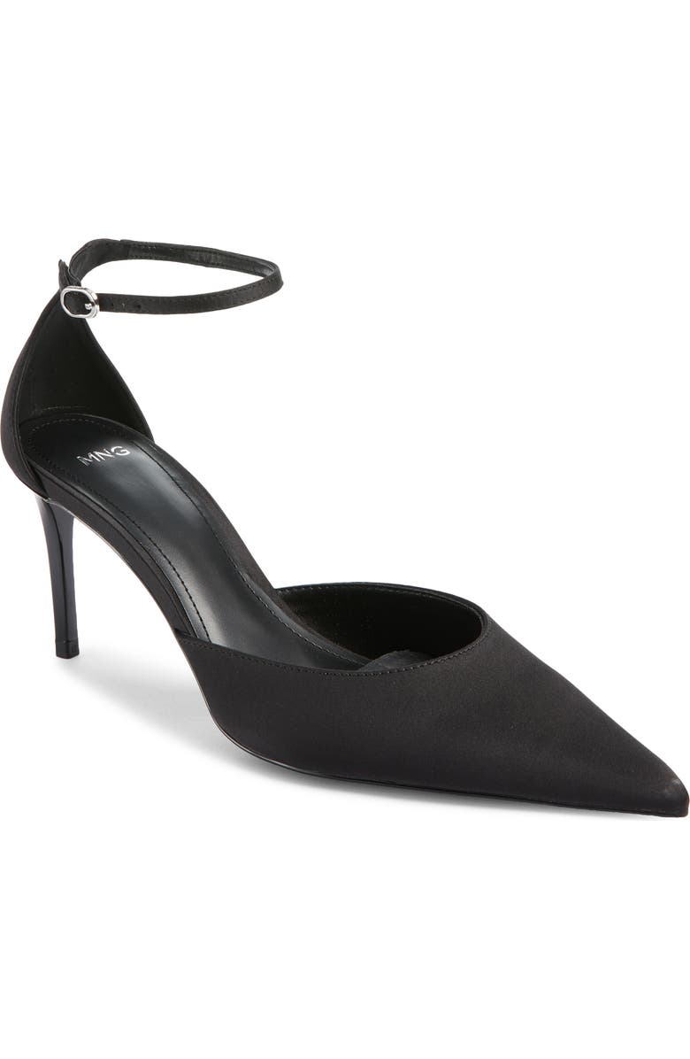 MANGO Satin Court Pump, Main, color, Black
