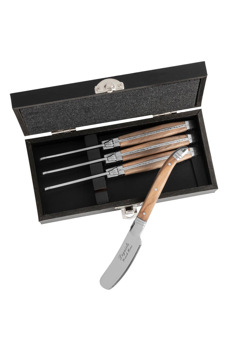 FRENCH HOME Set of 4 Laguiole Olive Wood Handle Spreaders, Alternate, color, Olive Wood