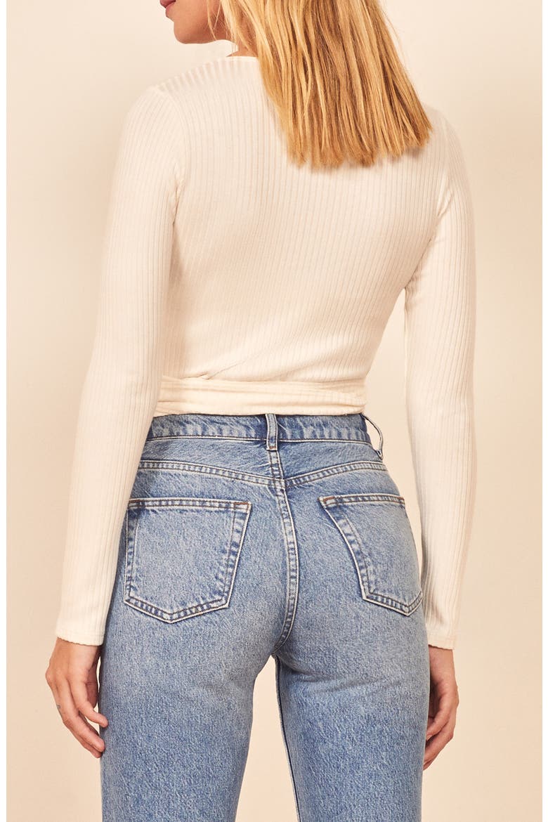 Petalo Wrap Crop Top, Alternate, color, IVORY