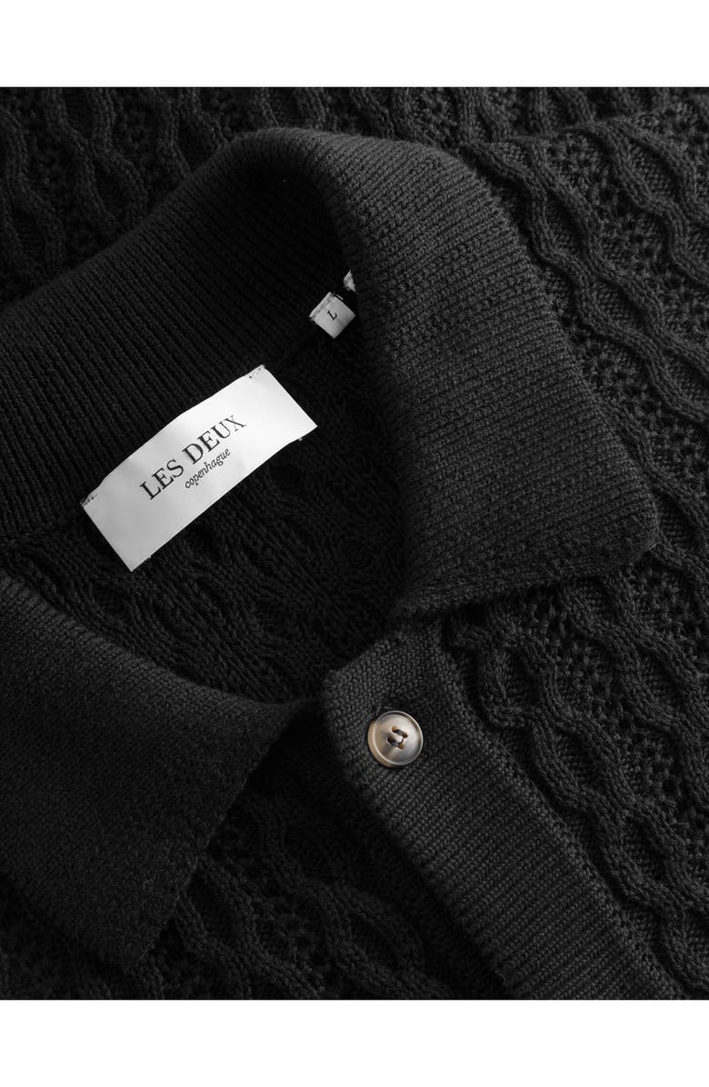 Les Deux Garrett Knit Cotton Short Sleeve Button-Up Shirt, Alternate, color, 