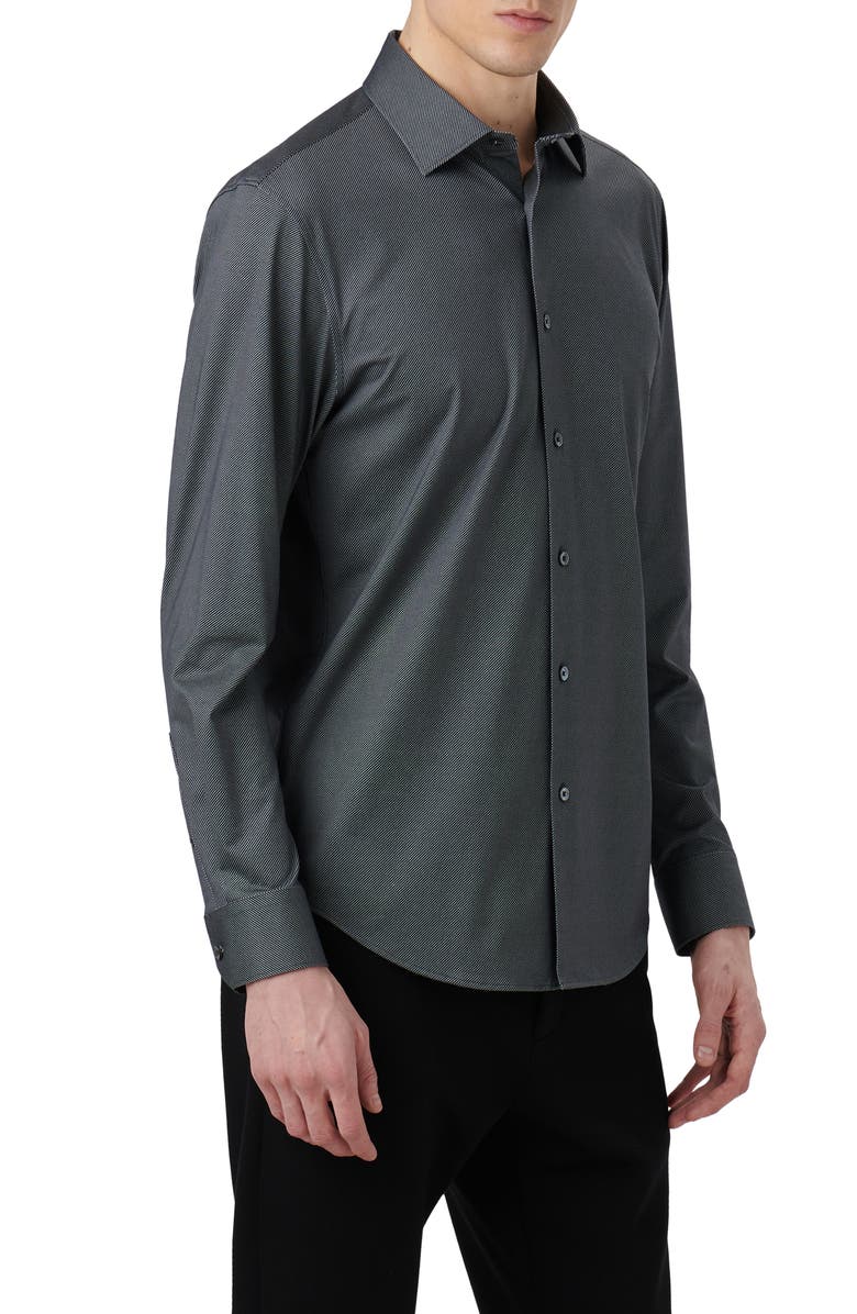 Bugatchi James OoohCotton<sup>®</sup> Trim Fit Stripe Button-Up Shirt, Alternate, color,
