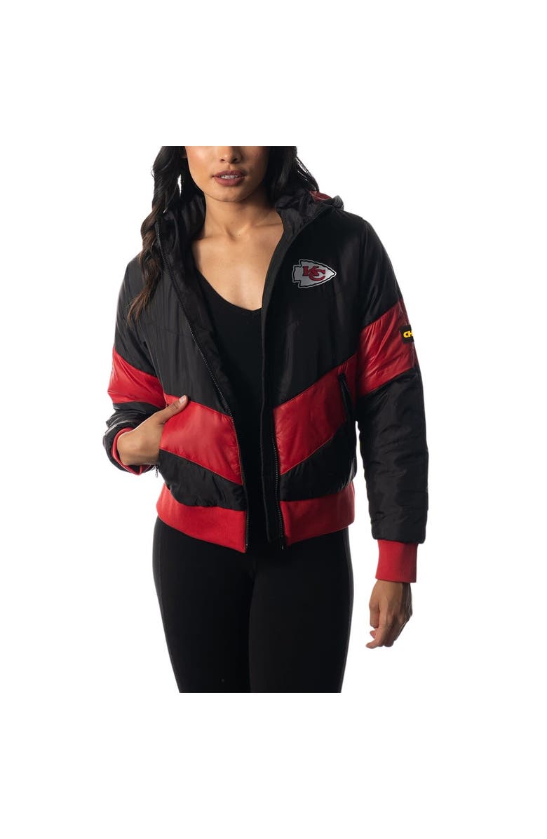 THE WILD COLLECTIVE Women's The Wild Collective  Black Kansas City Chiefs Puffer Full-Zip Hoodie, Alternate, color, 