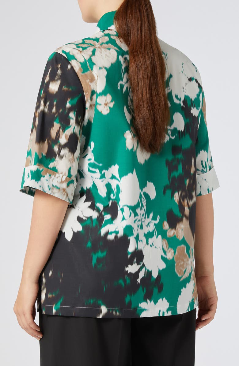 Marina Rinaldi Finito Abstract Print Stretch Cotton Button-Up Shirt, Alternate, color, White