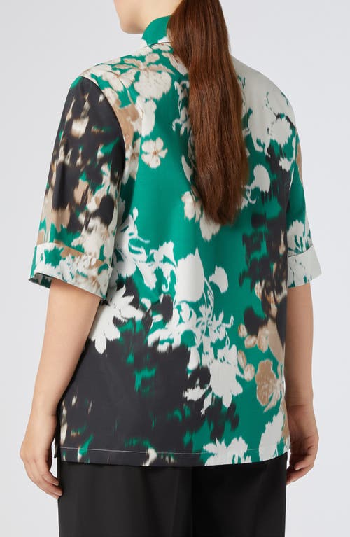 MARINA RINALDI MARINA RINALDI FINITO ABSTRACT PRINT STRETCH COTTON BUTTON-UP SHIRT 
