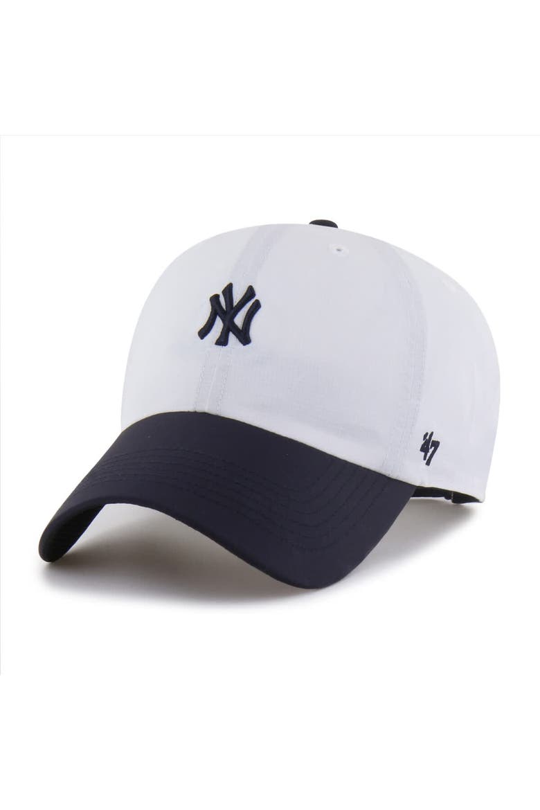 Men's '47 White/Navy New York Yankees Vista Mini Clean Up brrr° Adjustable Hat, Main, color, White