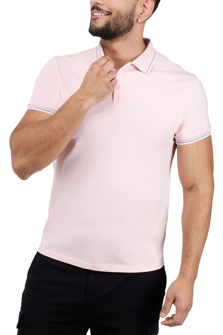 Texture Cotton Knit Polo, Alternate, color, LIGHT PINK/ LIGHT HEATHER GREY