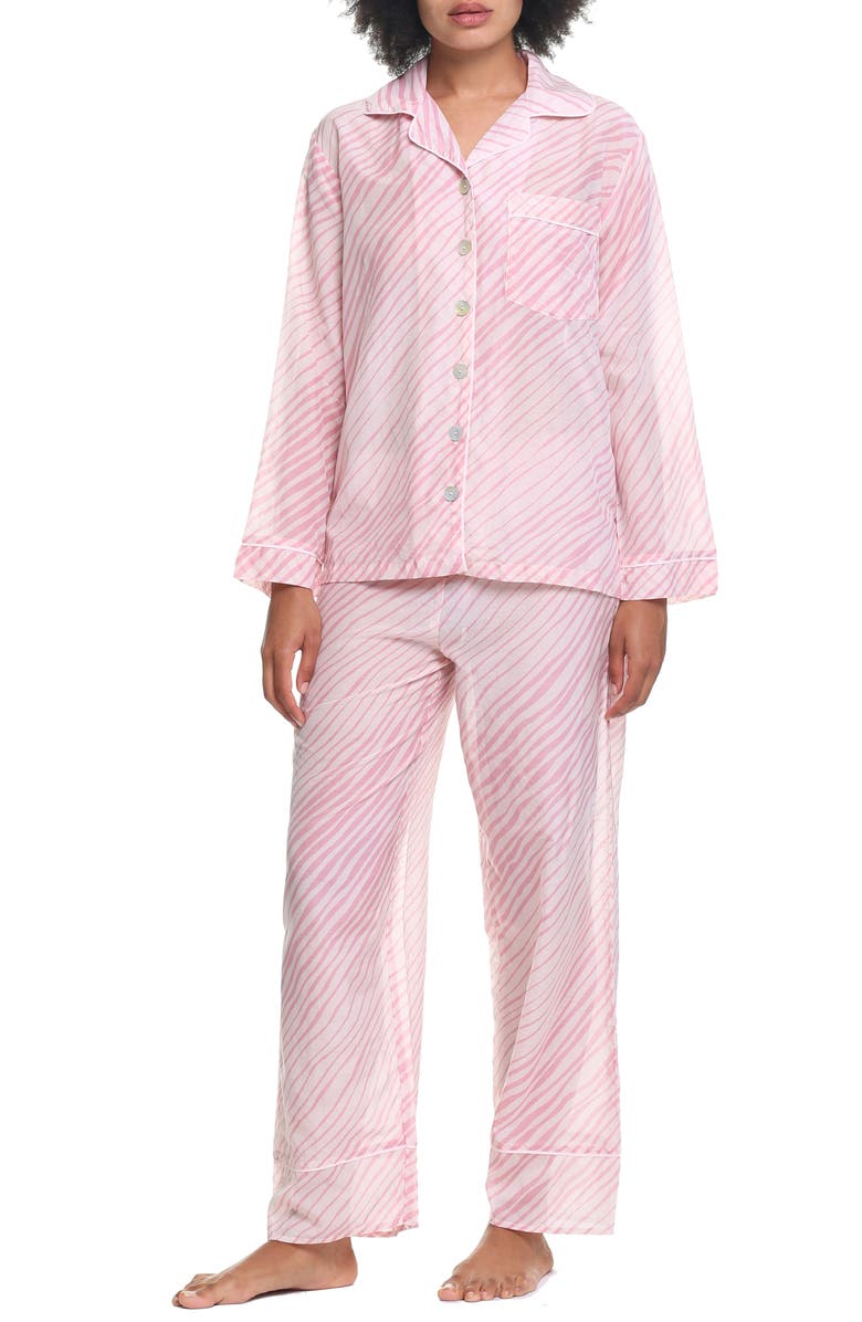 Papinelle Zebra Cotton & Silk Pajamas, Main, color, 