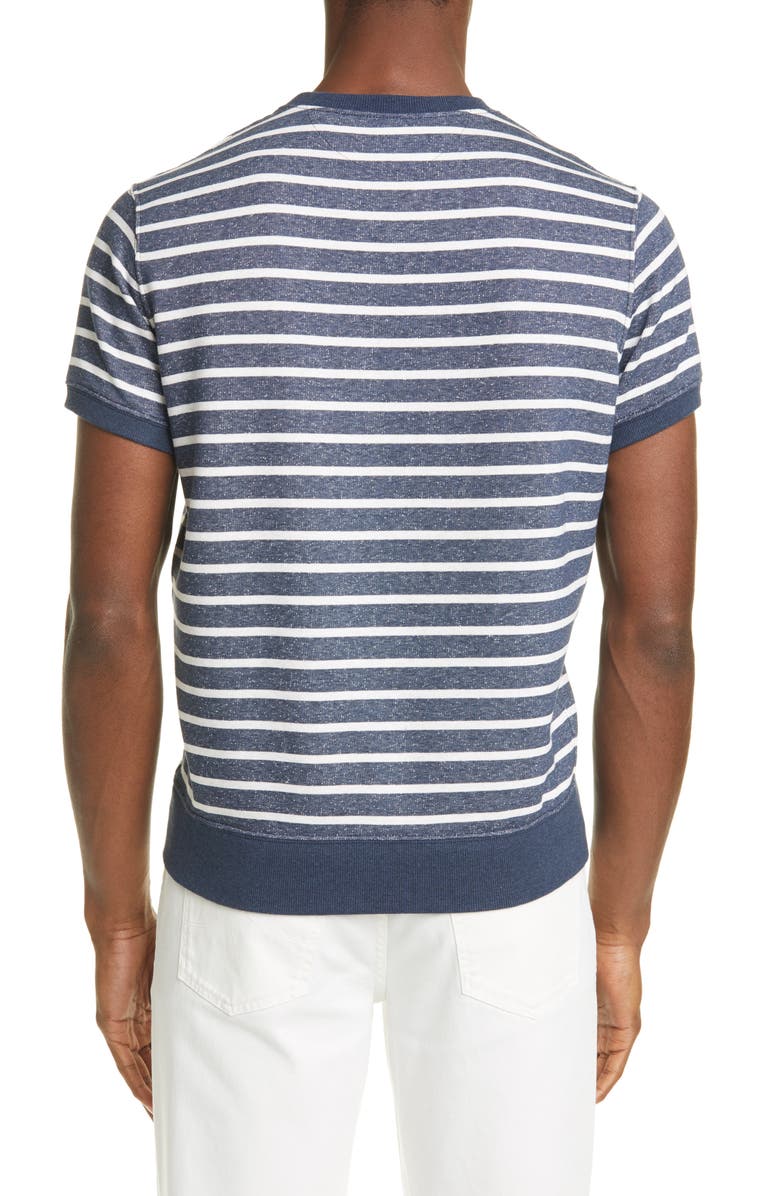 Brunello Cucinelli Stripe Cotton Crewneck T-Shirt, Alternate, color, 