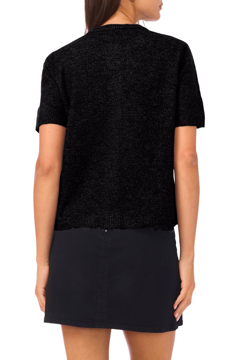 Vince Camuto Short Sleeve Cardigan, Alternate, color, Rich Black