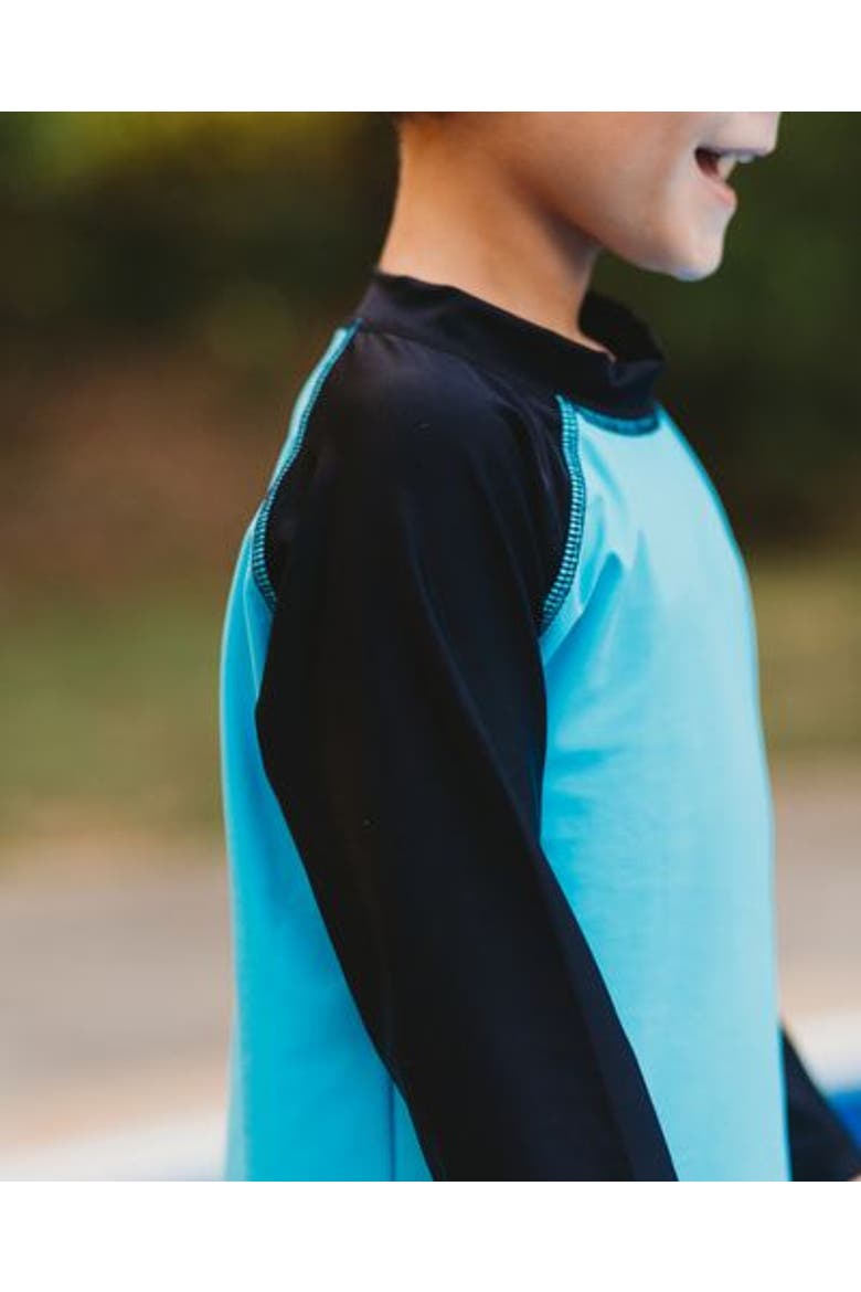 Baby Boys UPF 50+ Long Sleeve Rashguard, Alternate, color, Bright Light Blue/Navy