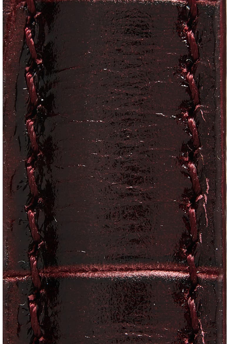 Three Keepers Slim Leather Belt, Alternate, color, BURGUNDY CROC