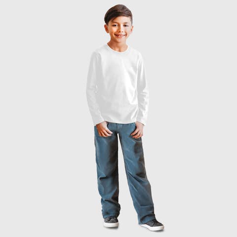 Boys Long Sleeve Soft 100% Cotton Jersey T-Shirt