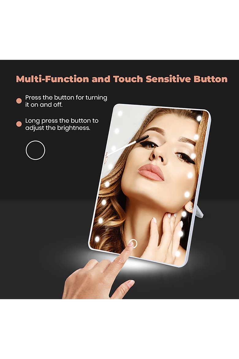 Smart Mirror Touchscreen Makeup Vanity, Alternate, color, White
