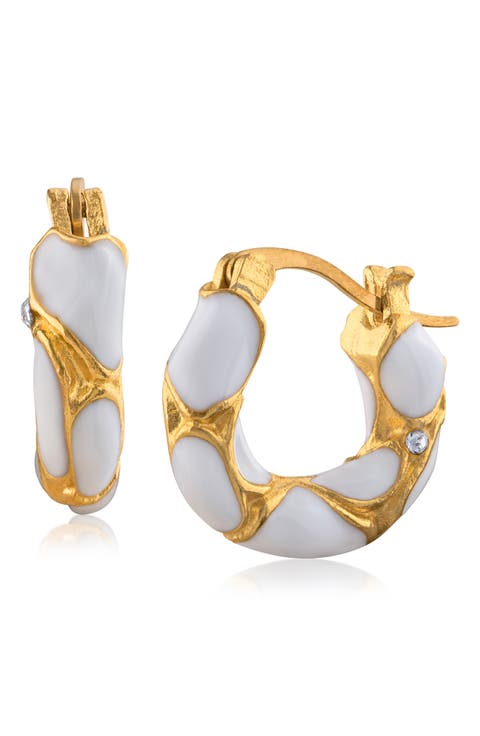 Enamel Cheetah Huggie Hoop Earrings
